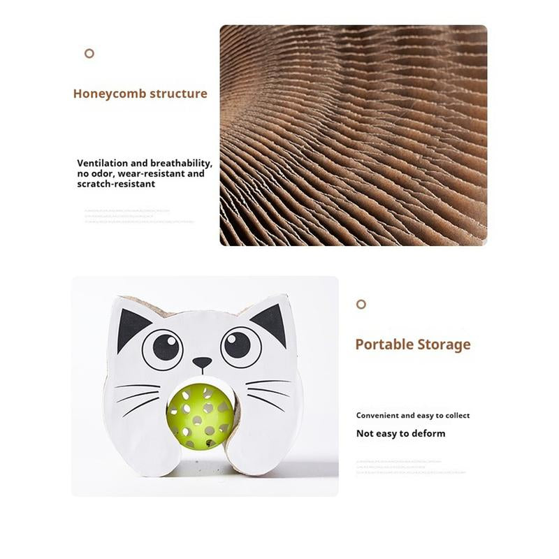 Magic Organ Cat Scratcher Board with Ball - Foldable, Interactive Toy for Indoor Cats, Relieves Anxiety & Protects Furniture Pet Lounge Bed