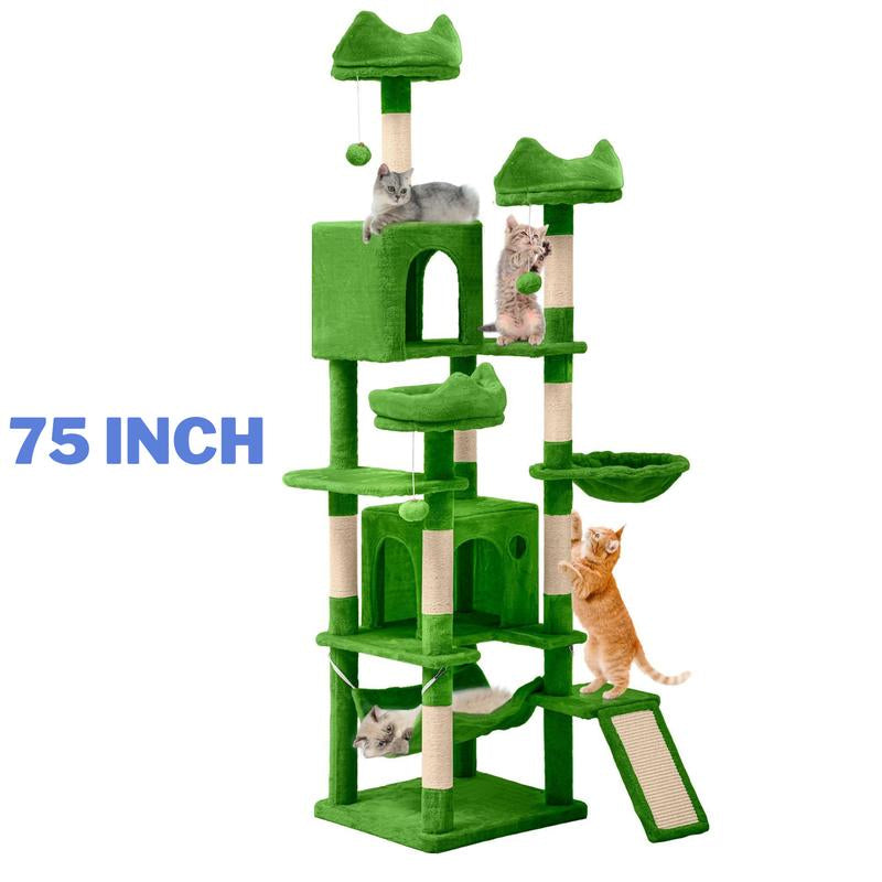 Yitahome Tall Cat Tree for Indoor Cats, Multi-Level Cat Tower with Cat Condos, Top Perches, Cozy Basket,Hammocks, Large Pet Activity Structure