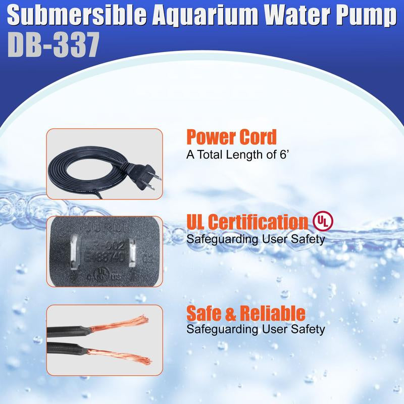 Aqua Dream 133 GPH Submersible Pump Powerhead Compact & Efficient Submersible Water Pump Fountain Electric Fish Tank Aquarium