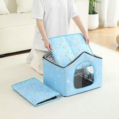 LEAD CLIMBER Durable Summer Cat Carrier, House Shaped Pet Bed, Double-Top Removable and Washable Dog House, Cat Products, Pet Products, Cruel Summer, Cat Patio