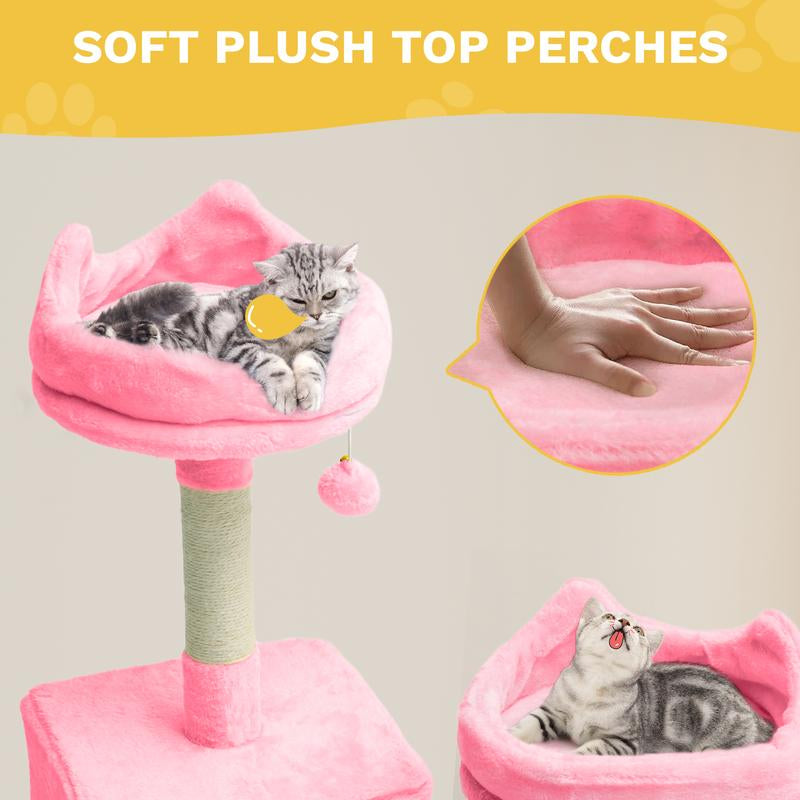 Yitahome Tall Cat Tree for Indoor Cats, Multi-Level Cat Tower with Cat Condos, Top Perches, Cozy Basket,Hammocks, Large Pet Activity Structure