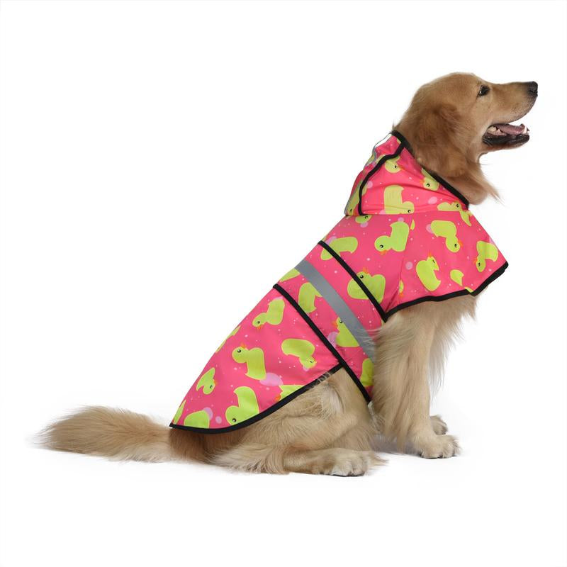 HDE Patterned Dog Raincoat with Hood - 100% Durable Reflective Polyester, Waterproof Coating, Fully Adjustable Strap for Comfortable Fit
