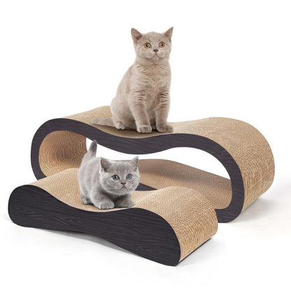 Fluffydream2 in 1 Cat Scratcher Cardboard Lounge Bed, Cat Scratching Board– Sofa Saver, Aesthetic Pet Must-Have, Multi-Purpose Furniture, Wood, Kitten