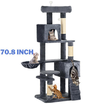 Yitahome Tall Cat Tree for Indoor Cats, Multi-Level Cat Tower with Cat Condos, Top Perches, Cozy Basket,Hammocks, Large Pet Activity Structure