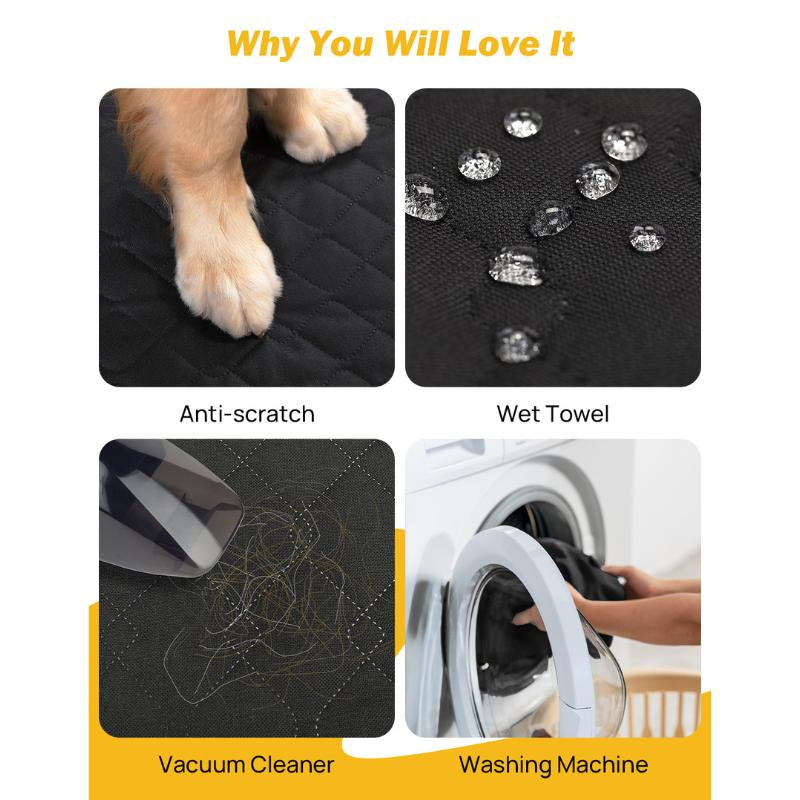 JOYTUTUS Dog Car Seat Cover with Hard Bottom Back Seat Extender Supports 400Lb Pet Cover with Mesh Window Travel Bed Waterproof Dog Hammock for Car Truck SUV Hook and Loop Design