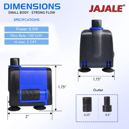 Aqua Dream 133 GPH Submersible Pump Powerhead Compact & Efficient Submersible Water Pump Fountain Electric Fish Tank Aquarium