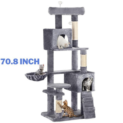 Yitahome Tall Cat Tree for Indoor Cats, Multi-Level Cat Tower with Cat Condos, Top Perches, Cozy Basket,Hammocks, Large Pet Activity Structure