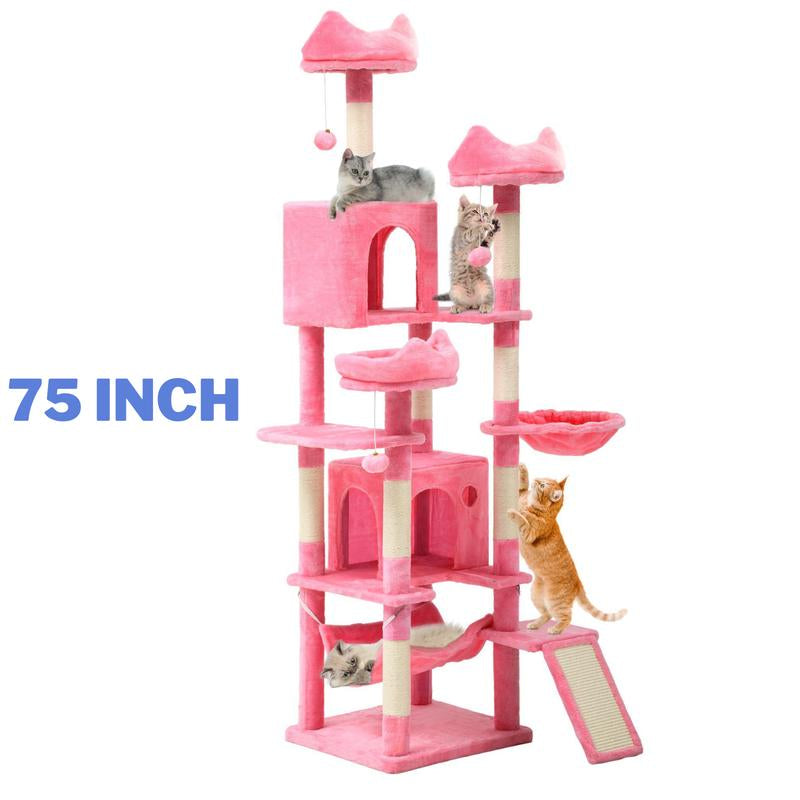 Yitahome Tall Cat Tree for Indoor Cats, Multi-Level Cat Tower with Cat Condos, Top Perches, Cozy Basket,Hammocks, Large Pet Activity Structure