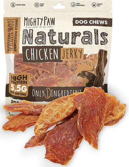 Mighty Paw All-Natural Chicken Jerky Dog Treats – Grain-Free High-Protein Snack for Pups