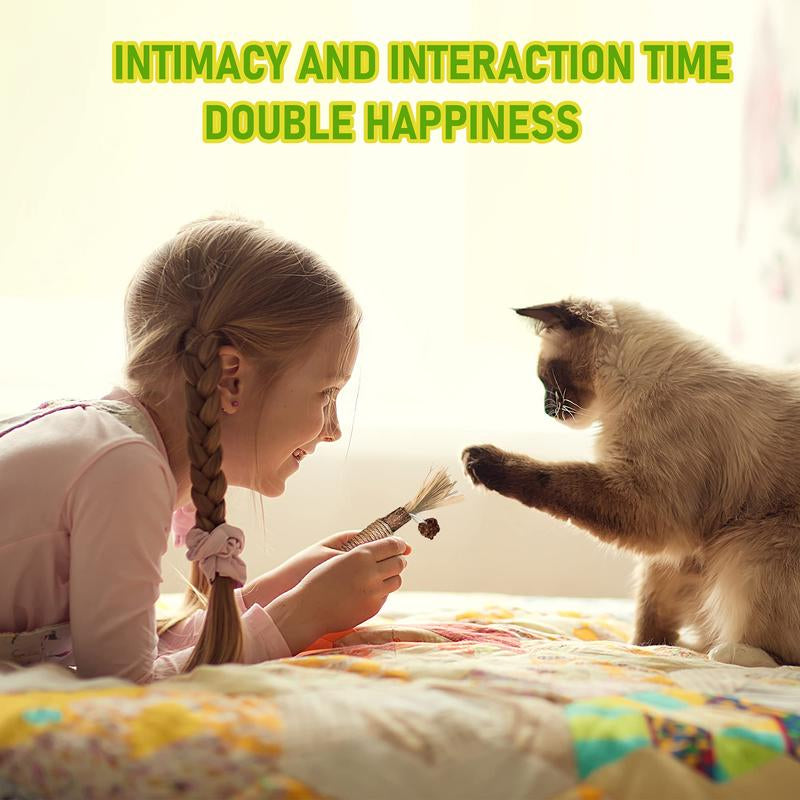 Natural Silvervine Cat Chew Toy - Matatabi Teeth Cleaning, Edible Kitty Treat, Interactive Catnip Toy for Hairball Control & Mood Boost