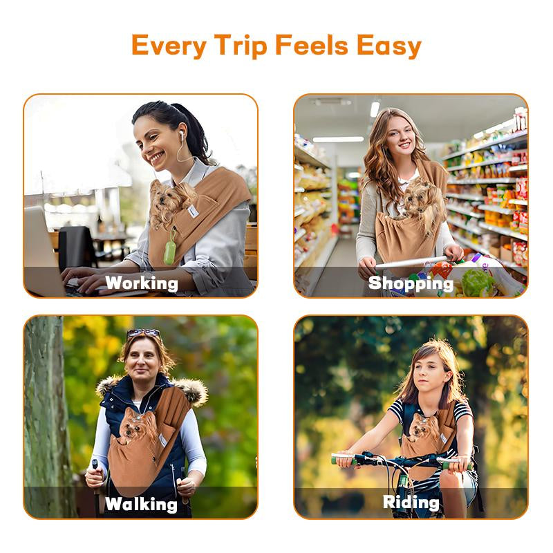 L Cuddler Pet Sling, Pet Carrier, Handsfree up to 15Lbs, Dog & Cat Sling Soft Touch for Chinchillas, Hedgehogs, Puppies, Sugar Gliders, Guinea Pigs, Rabbits, Kittens Etc Bag Hands Free Cozy & Secure,Dog Pack,Sling Carrier,Dog Body Carrier,Dog Holder