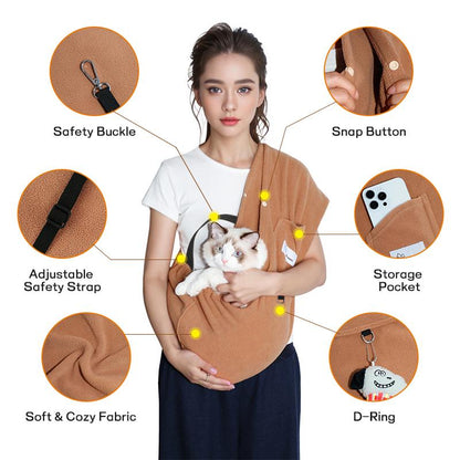 L Cuddler Pet Sling, Pet Carrier, Handsfree up to 15Lbs, Dog & Cat Sling Soft Touch for Chinchillas, Hedgehogs, Puppies, Sugar Gliders, Guinea Pigs, Rabbits, Kittens Etc Bag Hands Free Cozy & Secure,Dog Pack,Sling Carrier,Dog Body Carrier,Dog Holder