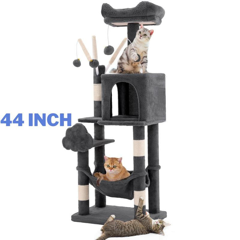 Yitahome Tall Cat Tree for Indoor Cats, Multi-Level Cat Tower with Cat Condos, Top Perches, Cozy Basket,Hammocks, Large Pet Activity Structure