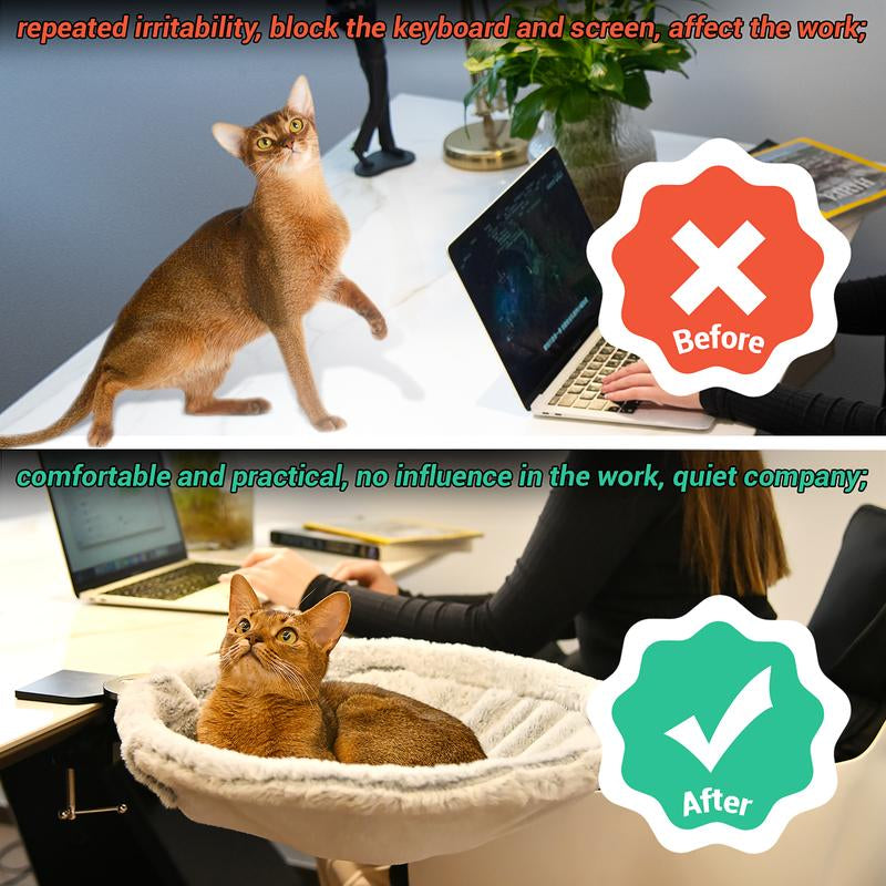 Buttonwoodnest|Cozy Cat Bed,Climbing Tree|Removable Cat Nest with Strong Frame Withstand 30 Pounds,Clip-On Cat Perch with Anti-Slip Pad & Detachable and Washable Plush Bed|For Desk,Windowsill,Bed,Less than 2Inches Thick|Suitable for Cat Lovers with Cats