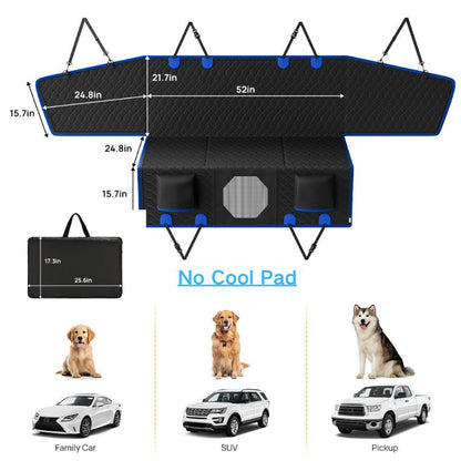 JOYTUTUS Dog Car Seat Cover with Hard Bottom Back Seat Extender Supports 400Lb Pet Cover with Mesh Window Travel Bed Waterproof Dog Hammock for Car Truck SUV Hook and Loop Design