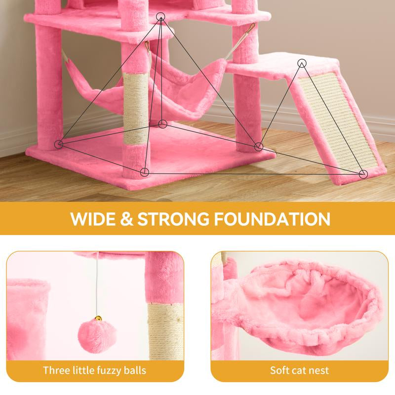Yitahome Tall Cat Tree for Indoor Cats, Multi-Level Cat Tower with Cat Condos, Top Perches, Cozy Basket,Hammocks, Large Pet Activity Structure