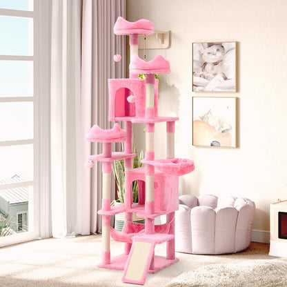 Yitahome Tall Cat Tree for Indoor Cats, Multi-Level Cat Tower with Cat Condos, Top Perches, Cozy Basket,Hammocks, Large Pet Activity Structure