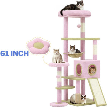 Yitahome Tall Cat Tree for Indoor Cats, Multi-Level Cat Tower with Cat Condos, Top Perches, Cozy Basket,Hammocks, Large Pet Activity Structure