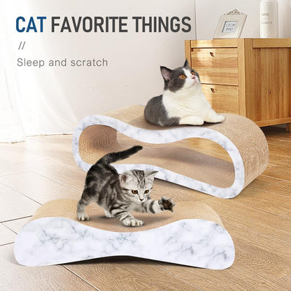 Fluffydream2 in 1 Cat Scratcher Cardboard Lounge Bed, Cat Scratching Board– Sofa Saver, Aesthetic Pet Must-Have, Multi-Purpose Furniture, Wood, Kitten