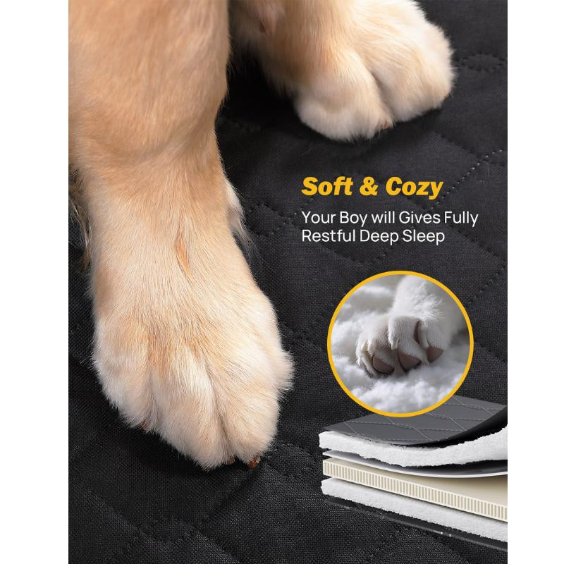 JOYTUTUS Dog Car Seat Cover with Hard Bottom Back Seat Extender Supports 400Lb Pet Cover with Mesh Window Travel Bed Waterproof Dog Hammock for Car Truck SUV Hook and Loop Design