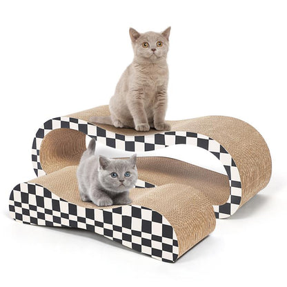 Fluffydream2 in 1 Cat Scratcher Cardboard Lounge Bed, Cat Scratching Board– Sofa Saver, Aesthetic Pet Must-Have, Multi-Purpose Furniture, Wood, Kitten