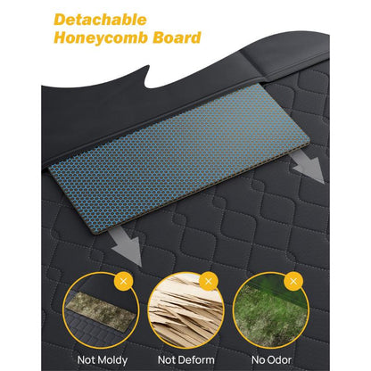 JOYTUTUS Dog Car Seat Cover with Hard Bottom Back Seat Extender Supports 400Lb Pet Cover with Mesh Window Travel Bed Waterproof Dog Hammock for Car Truck SUV Hook and Loop Design