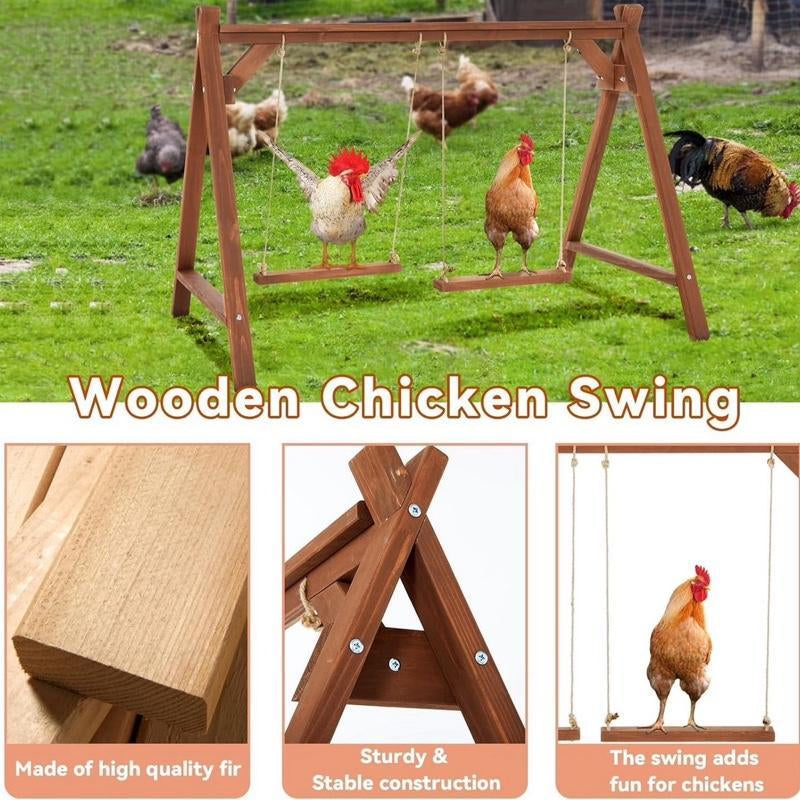 PETSFIT Chicken Roosting Bars for Hens with 2 Chicken Swings Chicken Perch for Pets Healthy & Play Chicken Coop Accessories for 6-8 Chickens Easy to Assemble&Clean
