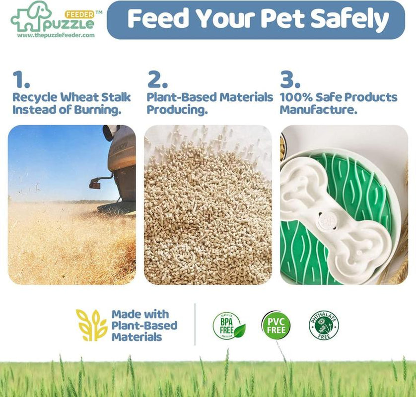 Puzzle Feeder Dog Slow Feeder Bowl - 15 Times Slower, 3 Parts, Silicon Mat, Dishwasher Safe, Spinning Bone Plate, Pet Toy, Multicoloured Slow Feeder