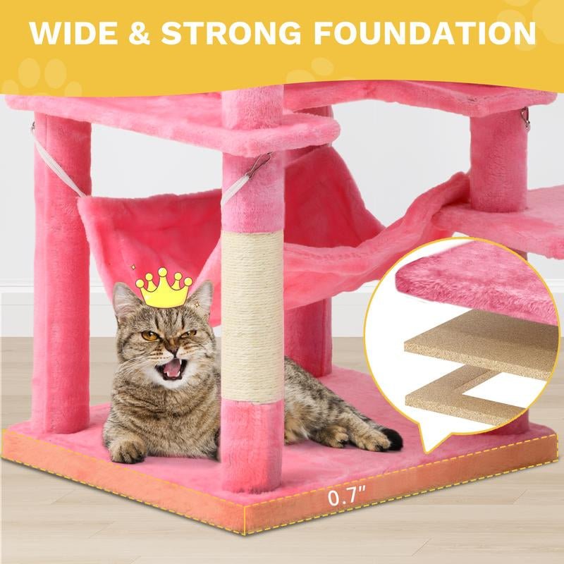 Yitahome Tall Cat Tree for Indoor Cats, Multi-Level Cat Tower with Cat Condos, Top Perches, Cozy Basket,Hammocks, Large Pet Activity Structure