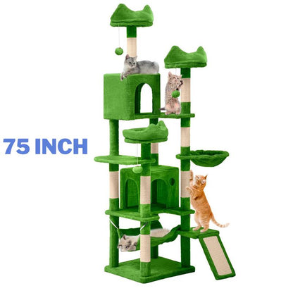 Yitahome Tall Cat Tree for Indoor Cats, Multi-Level Cat Tower with Cat Condos, Top Perches, Cozy Basket,Hammocks, Large Pet Activity Structure