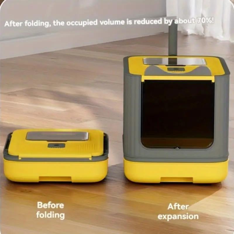 Large Capacity Cat Litter Box, Deodorizing Cat Litter Box with Tray and Shovel, Sanitary Pet Toilet Box, Splash-Proof Design, Fully Enclosed Structure, Odor Isolation, Dual-Purpose Function, Foldable Design, Cat Litter Box Solution, with Shovel