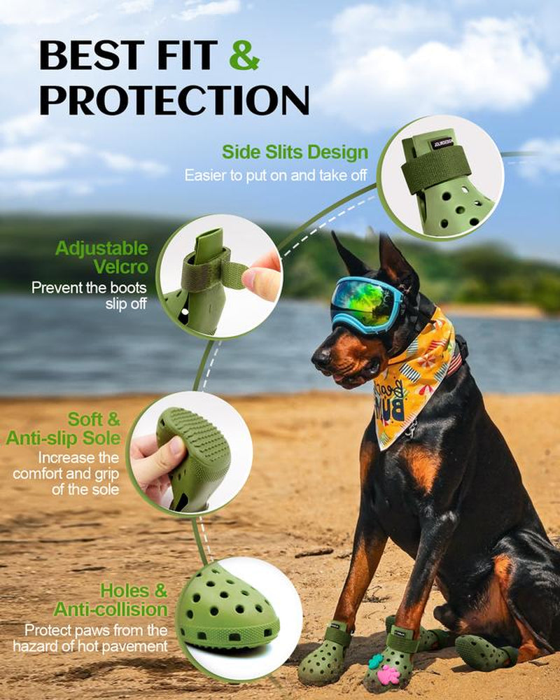 Dog Shoes for Hot Pavement - Dog Shoe for Small & Medium & Large Dogs, Dog Boots Paw Protectors, Easy on & Off, Non-Slip, Waterproof, Easy-Clean Dog Booties for Beach and Snow