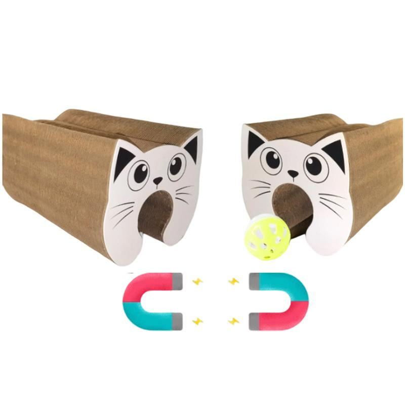 Magic Organ Cat Scratcher Board with Ball - Foldable, Interactive Toy for Indoor Cats, Relieves Anxiety & Protects Furniture Pet Lounge Bed