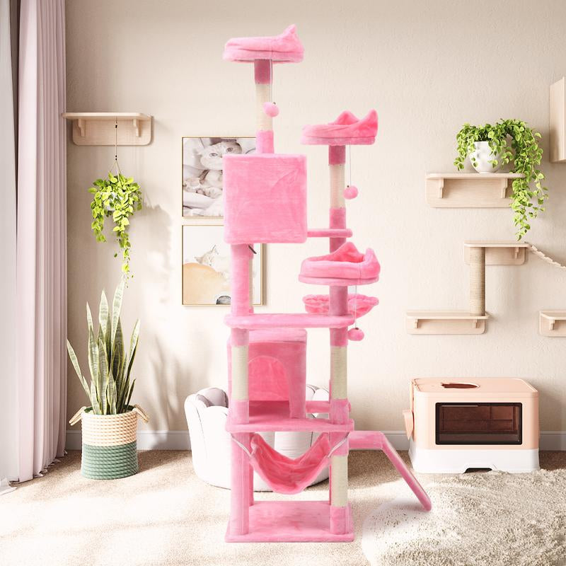 Yitahome Tall Cat Tree for Indoor Cats, Multi-Level Cat Tower with Cat Condos, Top Perches, Cozy Basket,Hammocks, Large Pet Activity Structure