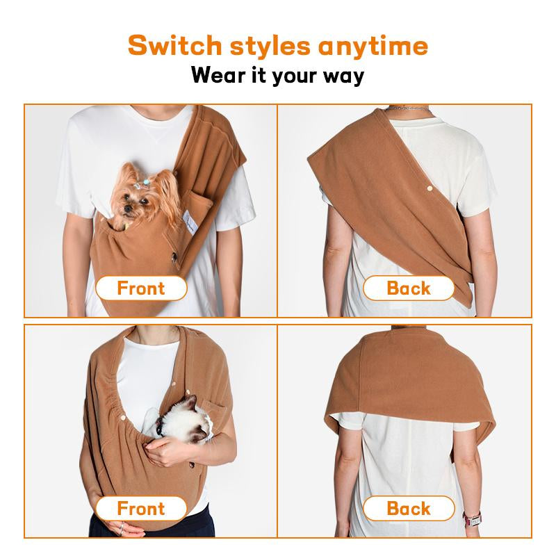 L Cuddler Pet Sling, Pet Carrier, Handsfree up to 15Lbs, Dog & Cat Sling Soft Touch for Chinchillas, Hedgehogs, Puppies, Sugar Gliders, Guinea Pigs, Rabbits, Kittens Etc Bag Hands Free Cozy & Secure,Dog Pack,Sling Carrier,Dog Body Carrier,Dog Holder